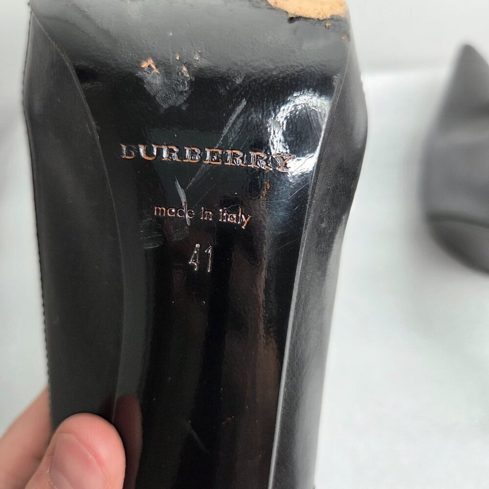 Women's Burberry Prorsum Black Leather Stiletto Pumps - Size 41 - Picture 9 of 12